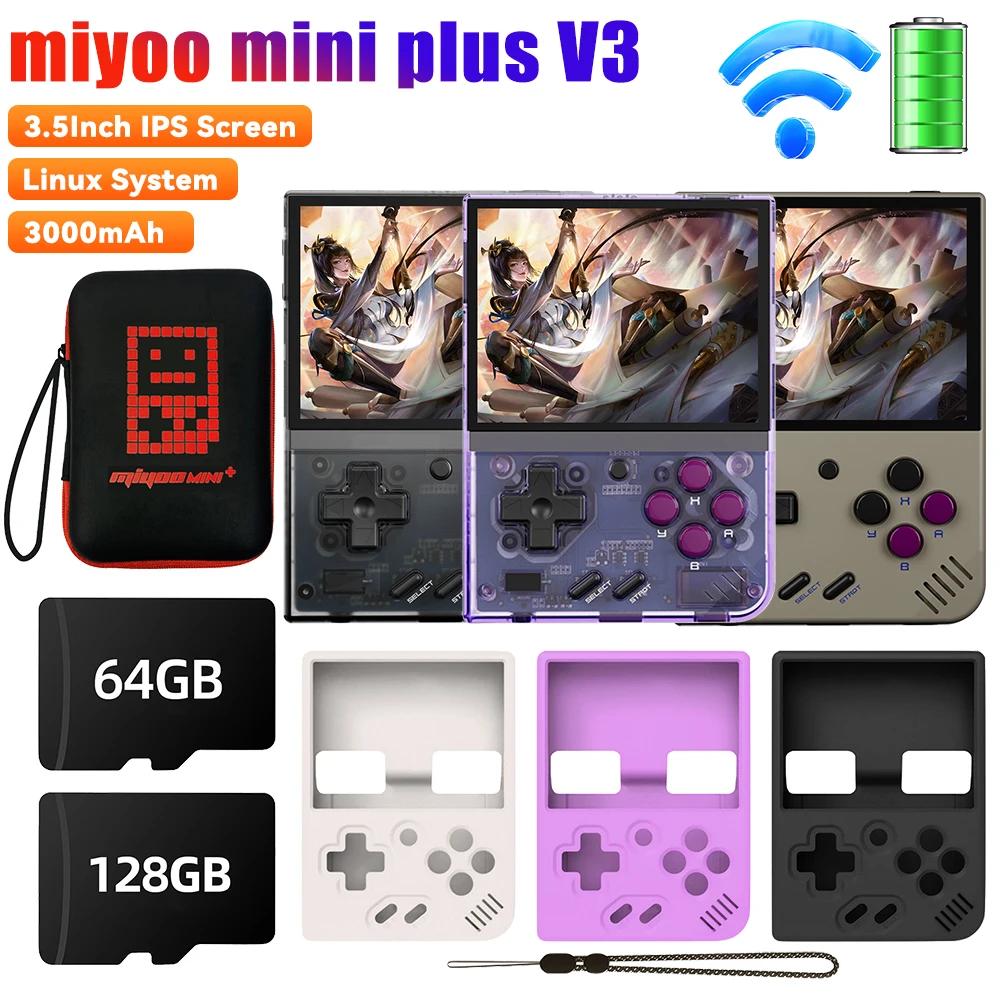 Miyoo Mini Plus V3 Ʈ ڵ  ܼ, 64G, 128G 20000 +    ÷̾ , 3.5 ġ IPS ũ,  ý